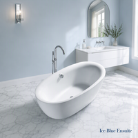 Baignoire ovale autoportante en acrylique imperméable de couleur blanche 1600x800x550mm avec drain et trop-plein