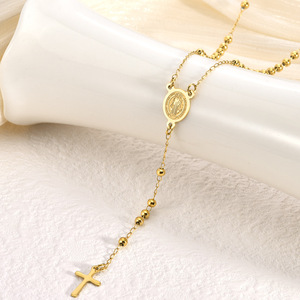 <span class=keywords><strong>Collana</strong></span> <span class=keywords><strong>Rosario</strong></span> a Y con Perline della Vergine Maria per Donne, Ciondolo Croce di San Benedetto in Acciaio Inossidabile, Gioielli Religiosi - Product Image 2