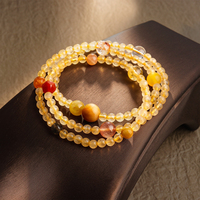 Bracelet en cristal doré à trois couches pour femmes chinoises, orné de perles, avec des cristaux de jade, citrine et améthyste multicolores, pour la guérison