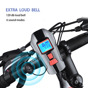热充电Luz De Bicicleta自行车喇叭灯山地自行车灯前后带速度计 - Product Image 2