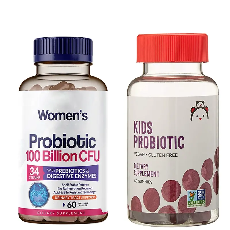 Label pribadi wanita enzim prebiotik permen memek Acidophilus Lactobacillus anak-anak probiotik Gummies untuk wanita Vagina anak-anak