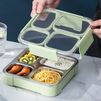 Boîte à lunch carrée en acier inoxydable étanche pour enfants, plusieurs compartiments, conteneur de stockage alimentaire bento pour l'école et les pique-niques