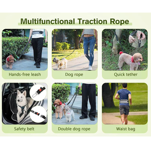 กระเป๋าคาดเอวพร้อมสายจูงสุนัขสะท้อนแสงกระเป๋าปรับระดับได้สำหรับสัตว์เลี้ยงขนาดใหญ่ขนาดกลางขนาดเล็กสำหรับฝึกเดินการปีนเขา - Product Image 5