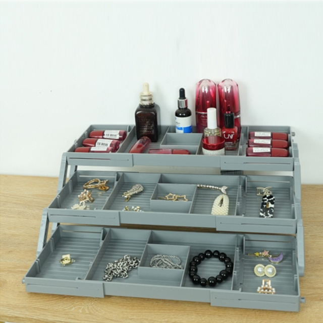 Modern New Design Folding Earring Jewelry Organizer Box for Girl 3 Layers Jewelry Organizer Folding Organizer for Living-room