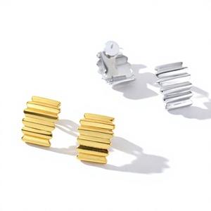 Pendientes de latón chapados en platino con diseño de mariposa, círculo geométrico y textura ondulada, joyería unisex de CALIDAD para fiestas - Product Image 3