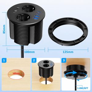 Prise <span class=keywords><strong>encastrable</strong></span> ronde 6-en-1 AMZ, best-seller, avec USB PD 20W, 2 prises de courant et 4 ports USB, multifonction, multi-prises - Product Image 3