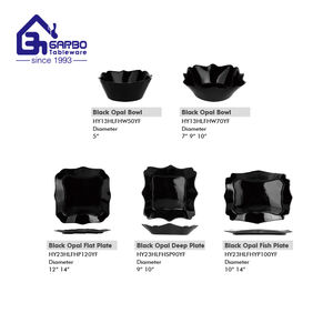 Nouvelle conception décalcomanie 33 pièces ensembles de verrerie <span class=keywords><strong>opale</strong></span> noire 7.5 "plaque latérale 14" plaques ovales pour le marché indien Offre Spéciale ensembles de verre <span class=keywords><strong>opale</strong></span> - Product Image 5