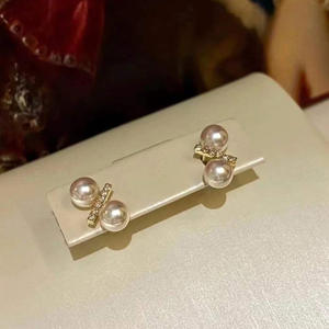 ต่างหูเงินแท้ S925 สำหรับทำเครื่องประดับมุก DIY พร้อมฐานเปล่า ต่างหูแบบเม็ดคู่ ทันสมัย สำหรับเม็ดมุกทรงกลมขนาด 5-6 มม. รุ่น 21445 - Product Image 4