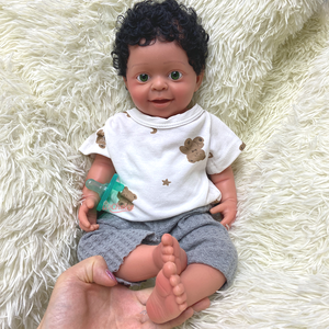 Poupée Bébé Fille Africaine Noire aux Cheveux Bouclés en Silicone, Poupée Interactive à Bouche Ouverte, Jouets pour Tout-Petits, Cadeaux de Noël - Product Image 2