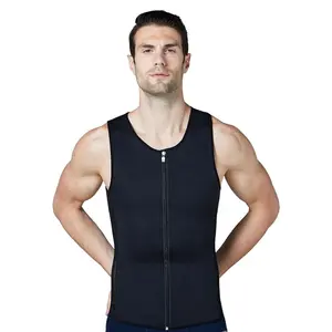 Dropshipping W030 Neoprene I-Shaped Zipper N Hooks Sides Mesh Sweat Body Shaper Mens Sauna Sweat Body Shaper Slimming Vest