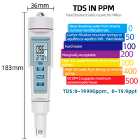 Portable 4in 1 TDS/EC/PH/salinité/température mètre numérique testeur de PH de qualité de l'eau pour piscines, eau potable, aquariums