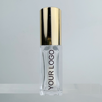 Flacon de gloss à lèvres carré avec bouchon doré, grand applicateur en forme de pied de biche, flacon épais transparent, tubes de gloss à lèvres avec applicateur brosse, 6 ml, 8 ml, étiquetage
