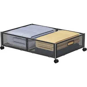 Tốt Nhất Tốt Bán Lưu Trữ Container Với Bánh Xe Có Thể Gập Lại Nhiệm Vụ Nặng Nề Kim Loại Dưới Giường Lưu Trữ Tổ Chức