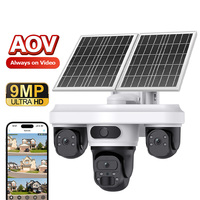 Cámara de Grabación Híbrida Inteligente con Energía Solar, Alerta Instantánea por IA y Registro Continuo 24/7, Cámara AOV de Triple Lente para Exteriores con WiFi 4G