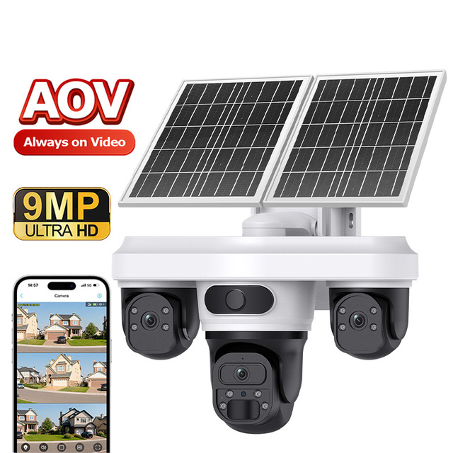Smart Hybrid Recording Camera Solar Powered 24/7 Timeline & Instant AI Alert 4G WiFi Outdoor Triple Lens AOV Camera