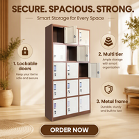 Armoire multi-portes en acier, 15 étagères, chambre à coucher, appartement, moderne, durable, portes coulissantes