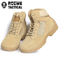 Chaussures de chasse en plein air Chaussures de randonnée anti-éclaboussures pour hommes Bottes légères en cuir à talon moyen Bottes tactiques en cuir de vache de montagne