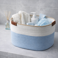 Panier à linge rectangulaire moderne en corde de coton tressée, écologique et multi-usages, avec poignées, pour l'organisation de la maison