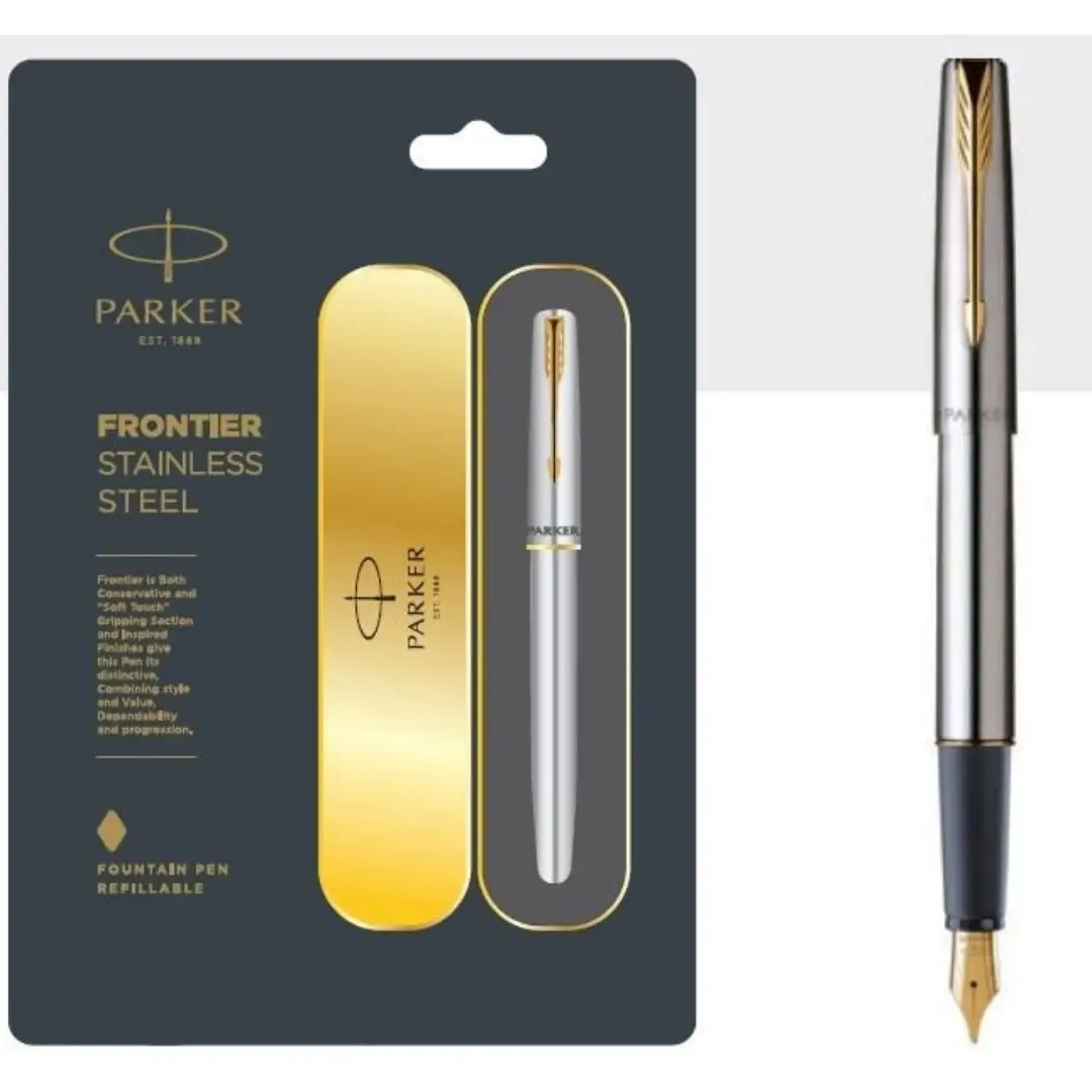 Dolma kalem Parker sınır paslanmaz çelik altın ince uç premium Parker dolma kalem altın trim kalemler