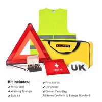 Gilet haute visibilité Triangle d'avertissement et plaque britannique Europe et conduite en France Kit de voiture d'urgence pour la conduite européenne