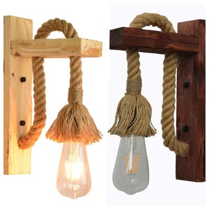 Lampe murale en <span class=keywords><strong>corde</strong></span> de chanvre rétro japonaise E27, luminaire mural créatif pour maison d'hôtes, chambre à coucher, restaurant, modèle de pièce - Product Image 6
