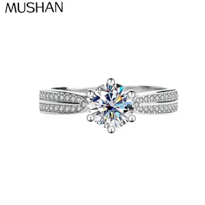 Anello di Lusso Mushan in Argento S925 con Moissanite, Modello Star <span class=keywords><strong>Queen</strong></span>, Anello in Argento Puro con Sei Punte di Diamanti per Donne - Product Image 2
