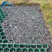Grille en HDPE pour parking, remplie de gravier, système de drainage et de stabilisation de surface pour zone de stationnement extérieure