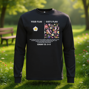 Tu plan y el plan de Dios Isaías 55:8-9 Camiseta de manga larga Faith - Product Image 3