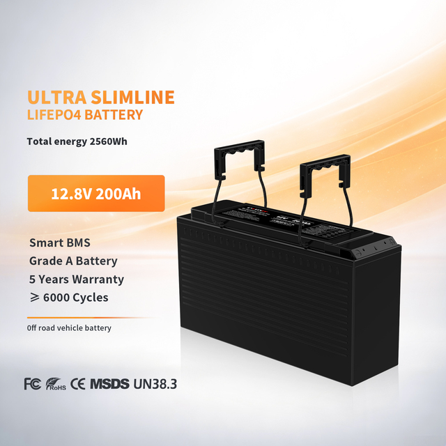 CYCLENPO Ultra Slim High Quality Lifepo4 12v 200ah Solar Ultra Thin Batteries for Vehicle/boat/off Road/solar Energy System