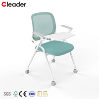 Chaise de bureau pliable Cleader moderne en maille avec tablette d'écriture extensible - Conception ergonomique pour usage commercial