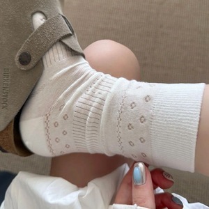 Slouch <b>Socks</b> Women Mid Calf Breathable Polyester Fiber White Gray Black Blue Light Pink Sweat Absorbing Odor Resistant - Product Image 1
