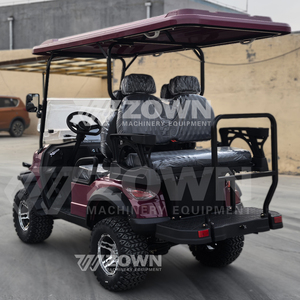 High Lifted Burgundy 6 Seater Golf Cart Side <b>Turn</b> Mirrors Deep Tread Tires For Mountain Camp <b>Off</b>-Road Leisure Trips - Product Image 3