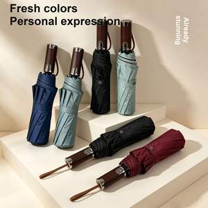 Parapluie personnalisé avec logo, diamètre 105 cm, 10 baleines, UPF50, pliage 3 volets, revêtement noir, ouverture automatique, coupe-vent, pour les trajets quotidiens, les voyages et la promotion de marque - Product Image 2
