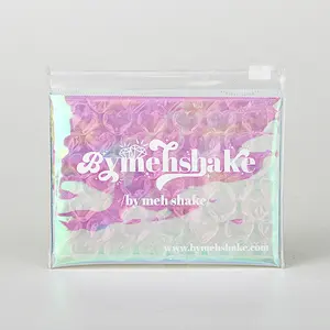 Ziplock Pouch Bag Klare holo graphische rosa Bubble Pouch Schmuck verpackung