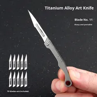 Mini couteau utilitaire pliant portable avec alliage de titane Eagle Falcon Design Lames remplaçables tranchantes pour bricolage et porte-clés
