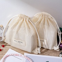 Sac en filet de nylon personnalisé en gros, pliable, petit, avec fermeture éclair, pour emballage cadeau, sac en filet à cordon, sacs en filet d'emballage