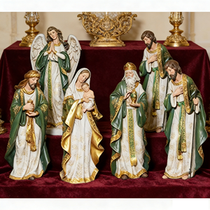 Figuras de la Escena de la Natividad Pintadas a Mano, <span class=keywords><strong>Sagrada</strong></span> <span class=keywords><strong>Familia</strong></span> y Reyes Magos, Colección de Estatuas de Resina, Artesanía Religiosa - Product Image 3