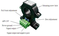 Sensor de corriente AHKC-EKBA, accesorio de medición de corriente de efecto hall, con núcleo dividido, bucle abierto, para DC 0-(200-1000), CE/IEC