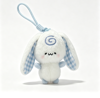 Porte-clés en peluche lapin pour filles, 10 cm, oreilles longues, broderie spirale, motif Gingham, vente en gros, directement de l'usine
