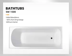 Modern Acrylic Drop-In Adult Bathtub Hotel Alcove Bath Tub Soaking Bathtub