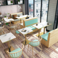 Ensemble table et chaises de restaurant de restauration rapide, design nordique moderne, durable, écologique, facile à nettoyer, mobilier commercial, ensemble de salle à manger