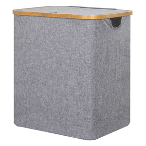 Laundry <b>Basket</b> Rectangular Gray With Lid <b>For</b> Bathroom Clothing <b>Storage</b> Organizer <b>Large</b> Capacity - Product Image 5