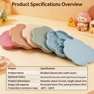 Plato de silicona antideslizante con ventosa para bebé, bandeja de alimentación dividida con tapa, fácil de limpiar, plato para niños pequeños, venta al por mayor de fábrica - Product Image 6