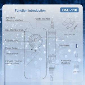 Máquina de Taladro de Uñas Portátil Recargable <span class=keywords><strong>Love</strong></span> <span class=keywords><strong>Crazy</strong></span> DMJ-110 de 35000 rpm para Manicura y Pedicura - Product Image 4