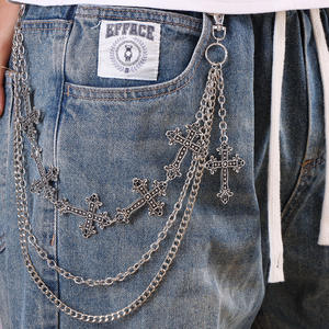 Cadena de cintura vaquera con colgante de cruz, estilo hip hop tibetano, cadena corporal de moda para hombre, uso diario, multicapa - Product Image 3