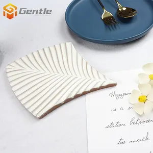 150*200mm High End White kiln variation glazed Color Variation Leaf Shape Art Wall Tile For Restaurant Decoration