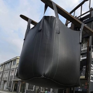 Sac <span class=keywords><strong>de</strong></span> conteneur souple FIBC HBLY noir en PP, capacité 1 tonne 1,<span class=keywords><strong>5</strong></span> tonne, épaissi, à quatre sangles, recyclable, plat - Product Image 4