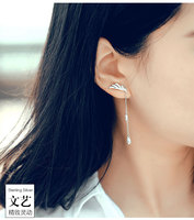Boucles d'oreilles tendance en argent 925 avec zircon, motif ailes d'ange, pour femme