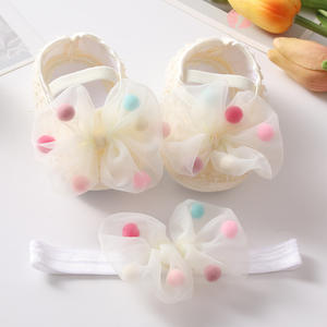 Chaussures pour bébé Ensemble bandeau Chaussures princesse avec nœud mignon Chaussures pour bébé 0-3-6-9-12 <span class=keywords><strong>mois</strong></span> - Product Image 6