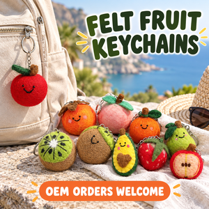Ensemble de porte-clés en peluche mignons en forme de fruits, breloques en feutre (Pomme, Orange, Poire, Kiwi, Fraise), pendentifs pour sac - Product Image 4